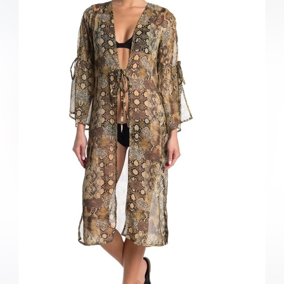 Kendall + KYLIE Duster in SNAKE LACE NEUTRAL, Size Large. Nwt - Picture 1 of 1